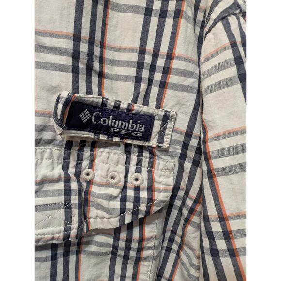 Columbia PFG Super Bonehead Auburn White Plaid Short Sleeve Shirt Mens L SEC - Picture 3 of 9